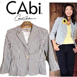 Gorgeous Vintage cabi Spring 2008 Nautical Navy & White Ticking Blazer